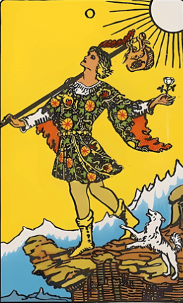 Tarotkortet Narren fra Rider-Waite-sættet