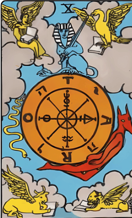 Tarotkarte Das Rad des Schicksals aus dem Rider-Waite-Deck