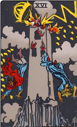 Carta de tarot La Torre de la baraja Rider-Waite