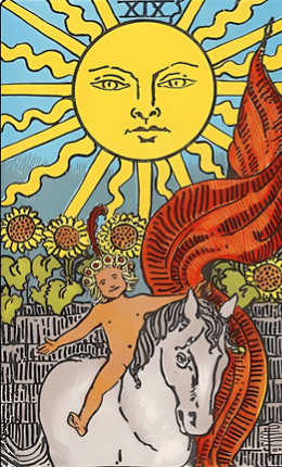 Carta de tarot El Sol de la baraja Rider-Waite