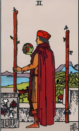 Tarotkortet To af stave fra Rider-Waite-sættet