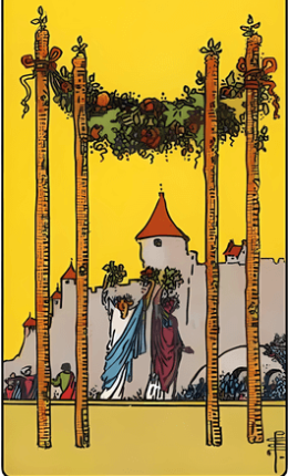 Tarotkortet Fire af stave fra Rider-Waite-sættet