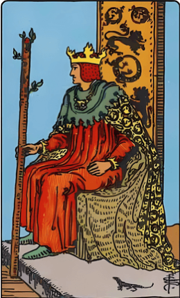 Tarotkortet Kong af Stave fra Rider-Waite-sættet