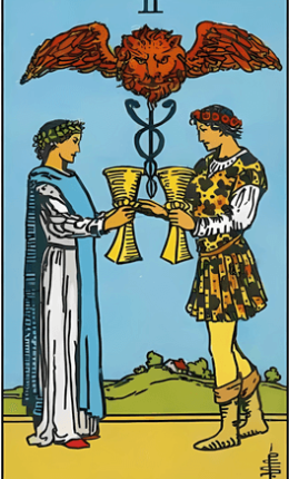 Tarotkortet To bægre fra Rider-Waite-sættet