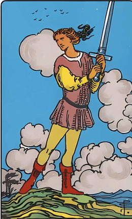 Tarotkortet Sværdpage fra Rider-Waite-sættet