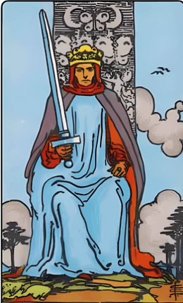 Tarotkortet Sværdkongen fra Rider-Waite-sættet