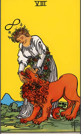 Strength tarot card from the Rider-Waite deck